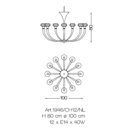 Zdjęcie Żyrandol z dwunastoma światłami z kryształowymi kloszami - Il Paralume Marina