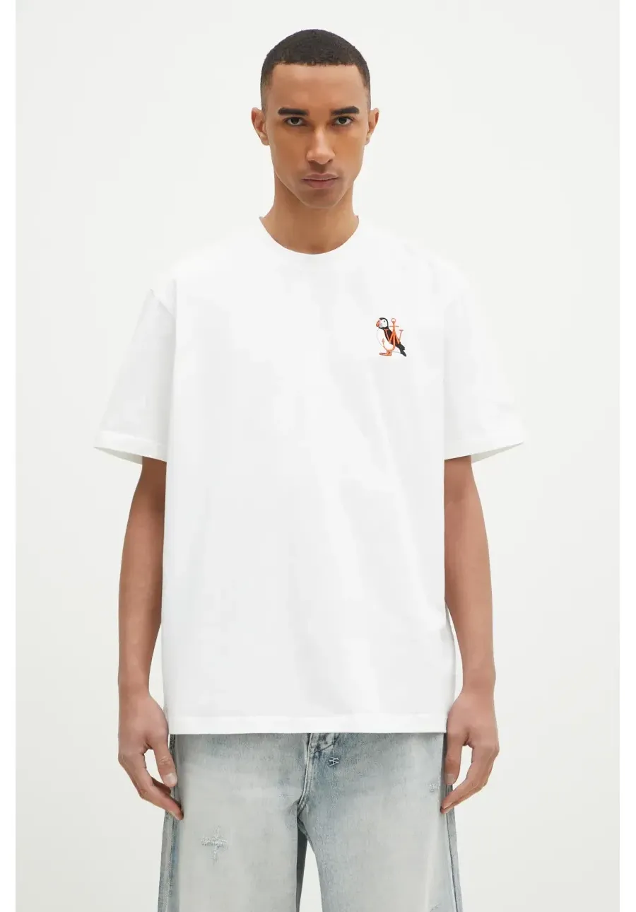 obrazek 1 JW Anderson t-shirt bawełniany Puffin Embroidery T-Shirt kolor biały z aplikacją JT0249.PG1606.001