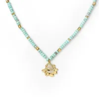 Picture Silver necklace plated with 18-carat gold and blue aulite