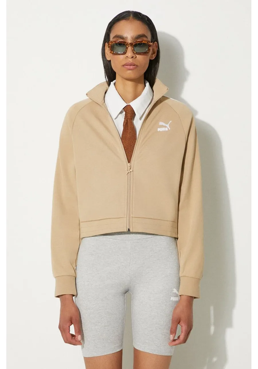 obrazek 1 Puma bluza T7 damska kolor beżowy gładka 624211