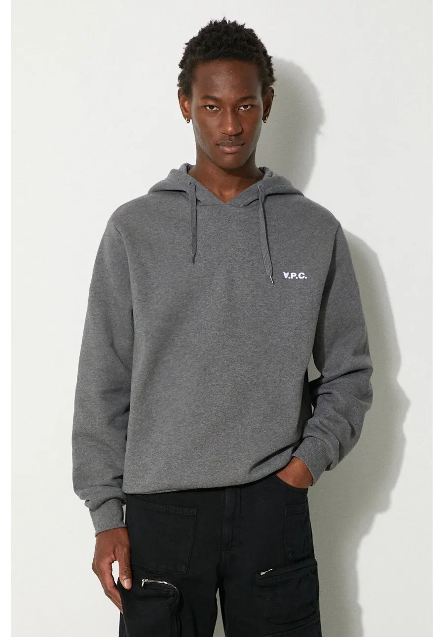 obrazek 1 A.P.C. bluza bawełniana Boxy Petit Vpc męska kolor szary z kapturem melanżowa COHBR-H27917