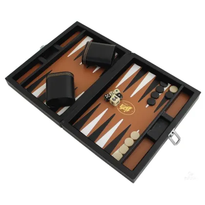 Zdjęcie Oryginalny komplet Backgammon w skórzanej walizce