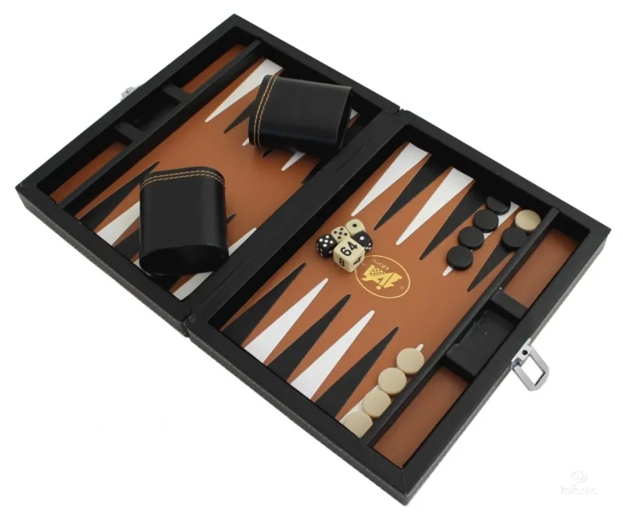 obrazek 1 Oryginalny komplet Backgammon w skórzanej walizce