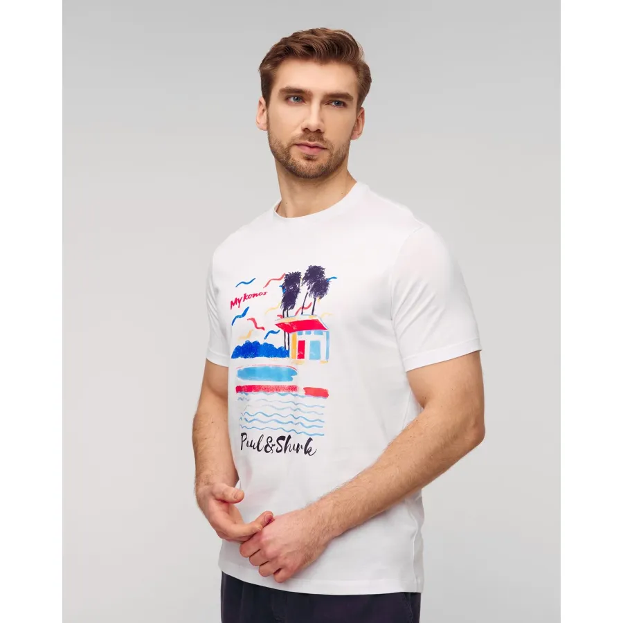 obrazek 1 Biały T-shirt Z Printem Męski Paul&shark Paul and Shark