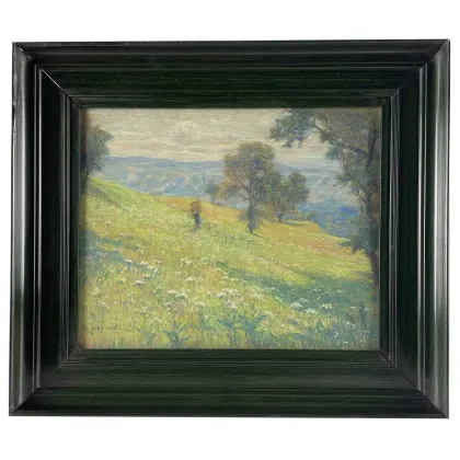 Zdjęcie Zjawiskowy obraz Pejzaż z wieśniaczką z XIX wieku