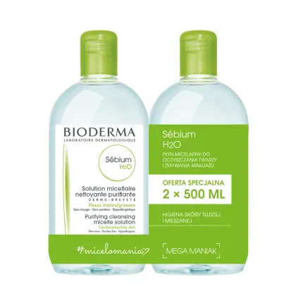 Zdjęcie Bioderma Sebium H2O Płyn micelarny do skóry tłustej i mieszanej, 2 x 500 ml 1000 ml