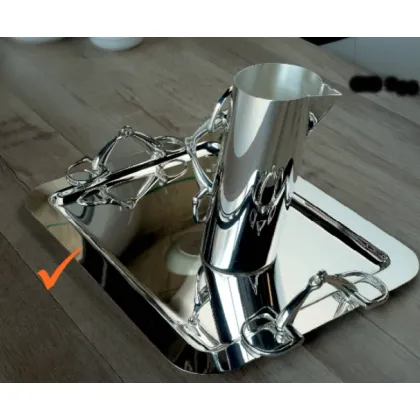 Zdjęcie Gustowna taca z mosiądzu posrebrzanego