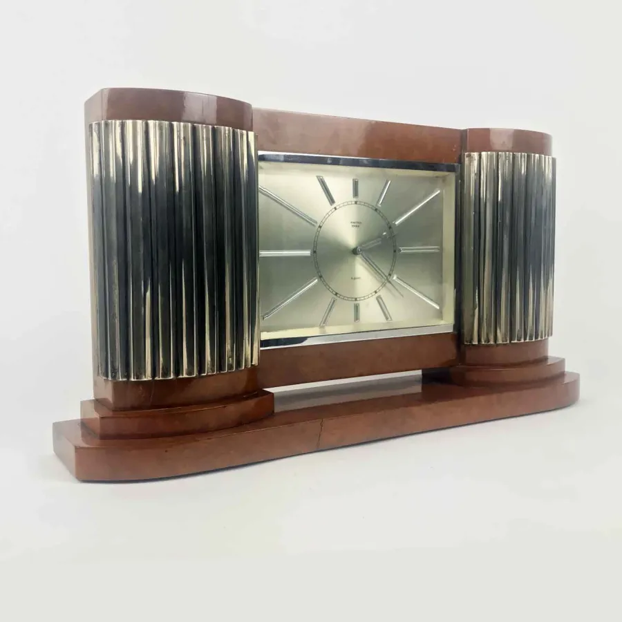 obrazek 2 Art Dèco Mautre Efes Zegar stołowy z kopertą z wrzośca i metalową tarczą