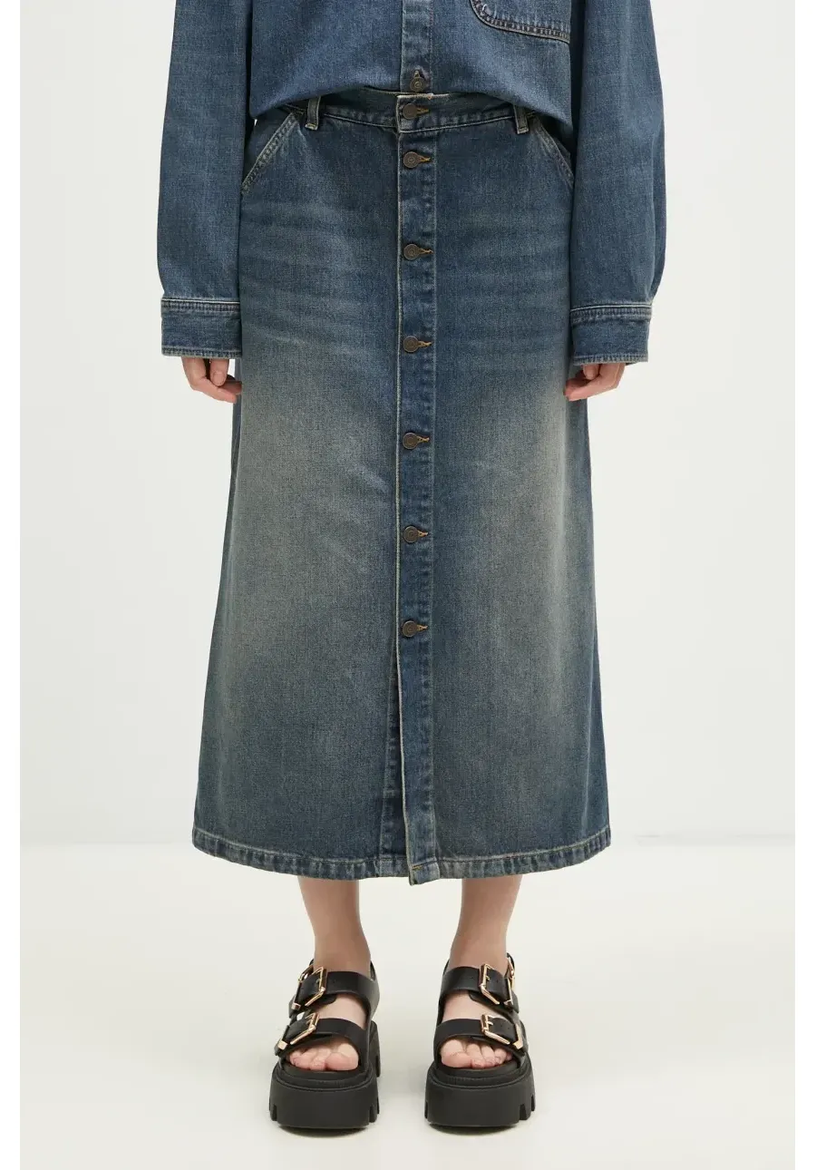 obrazek 1 Carhartt WIP spódnica jeansowa Marvin Skirt kolor niebieski midi prosta I034647.014Q