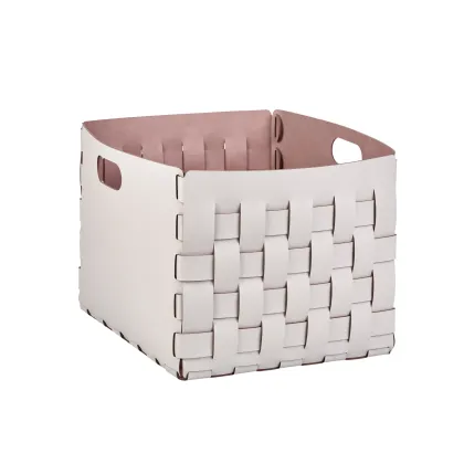 Zdjęcie Piękny stylowy kosz Bottega 35x40xH30 cm w kolorze perłowym