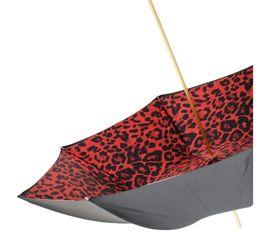 obrazek 7 Elegancki czarny parasol damski zdobiony animalistycznym wzorem z rączką z kryształkami Swarovskiego – Pasotti