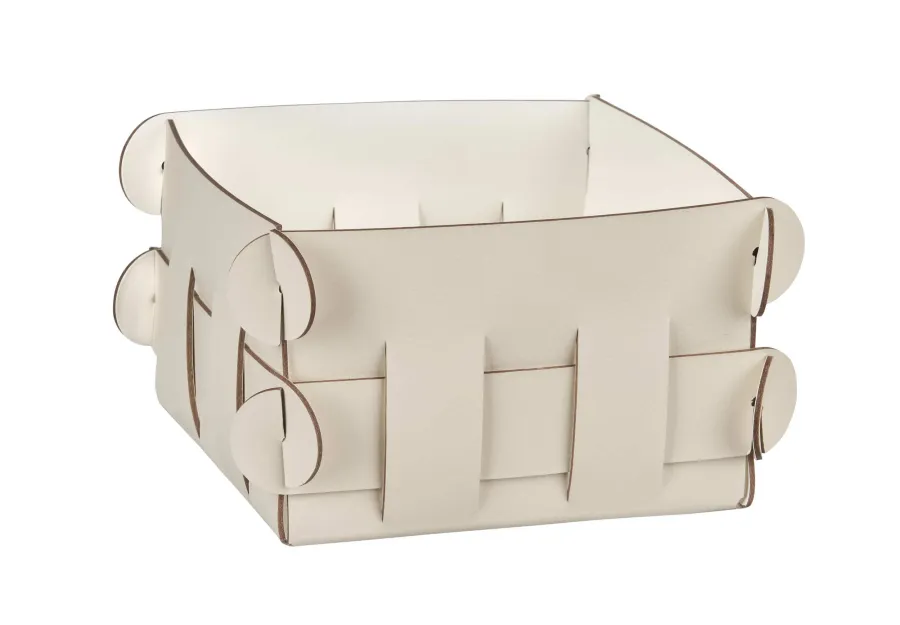 obrazek 1 Skórzany mały koszyk Shlesser w kolorze waniliowym