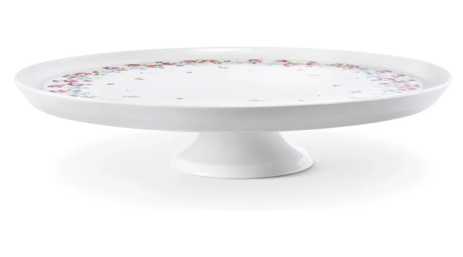 obrazek 1 Stylowa porcelanowa patera na ciasto na nóżce z kolekcji RoseLine - Leander