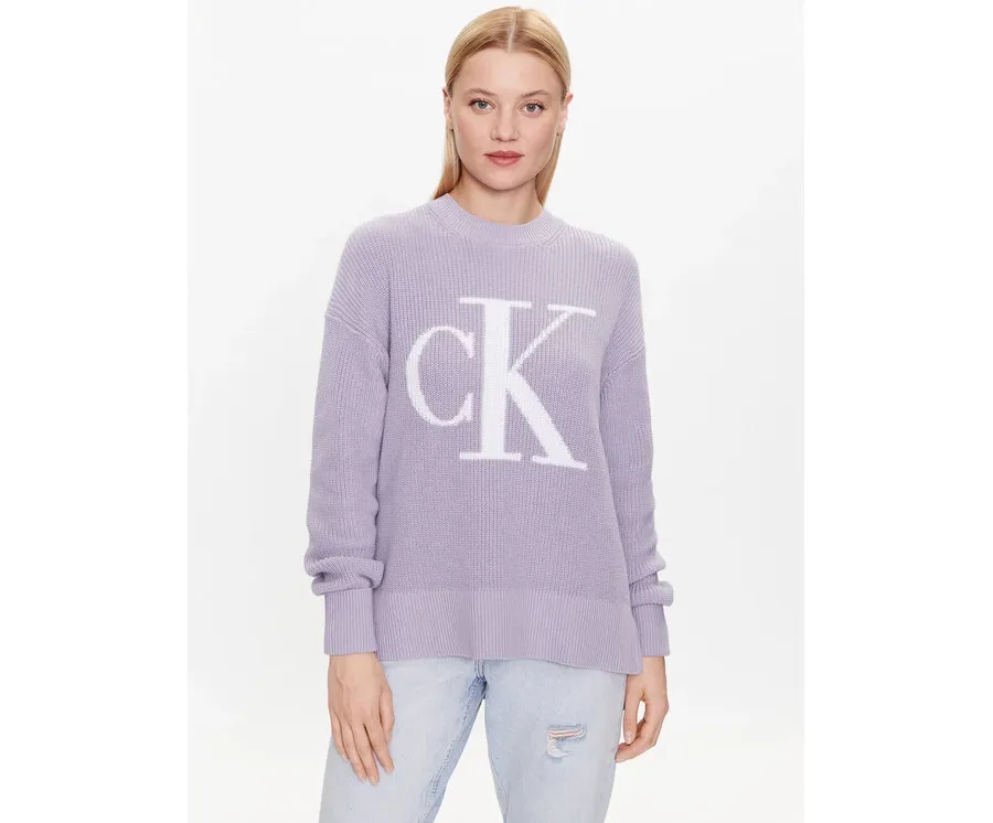 obrazek 1 Calvin Klein Jeans Sweter J20J221347 Fioletowy Regular Fit