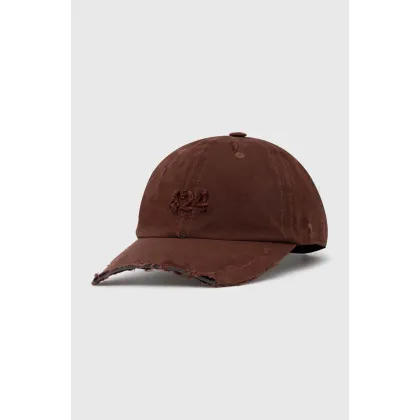 Zdjęcie 424 czapka z daszkiem Distressed Baseball Hat kolor brązowy gładka FF4SMY01CP-TE003.770