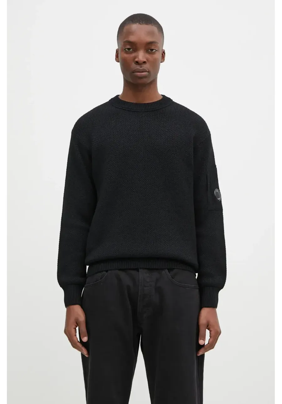 obrazek 1 C.P. Company sweter wełniany Knitwear Crew Neck In Re-Wool męski kolor czarny  17CMKN228A006595A