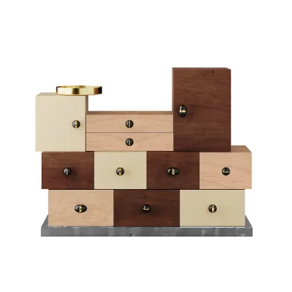 Picture A stylish chest of drawers with an irregular shape