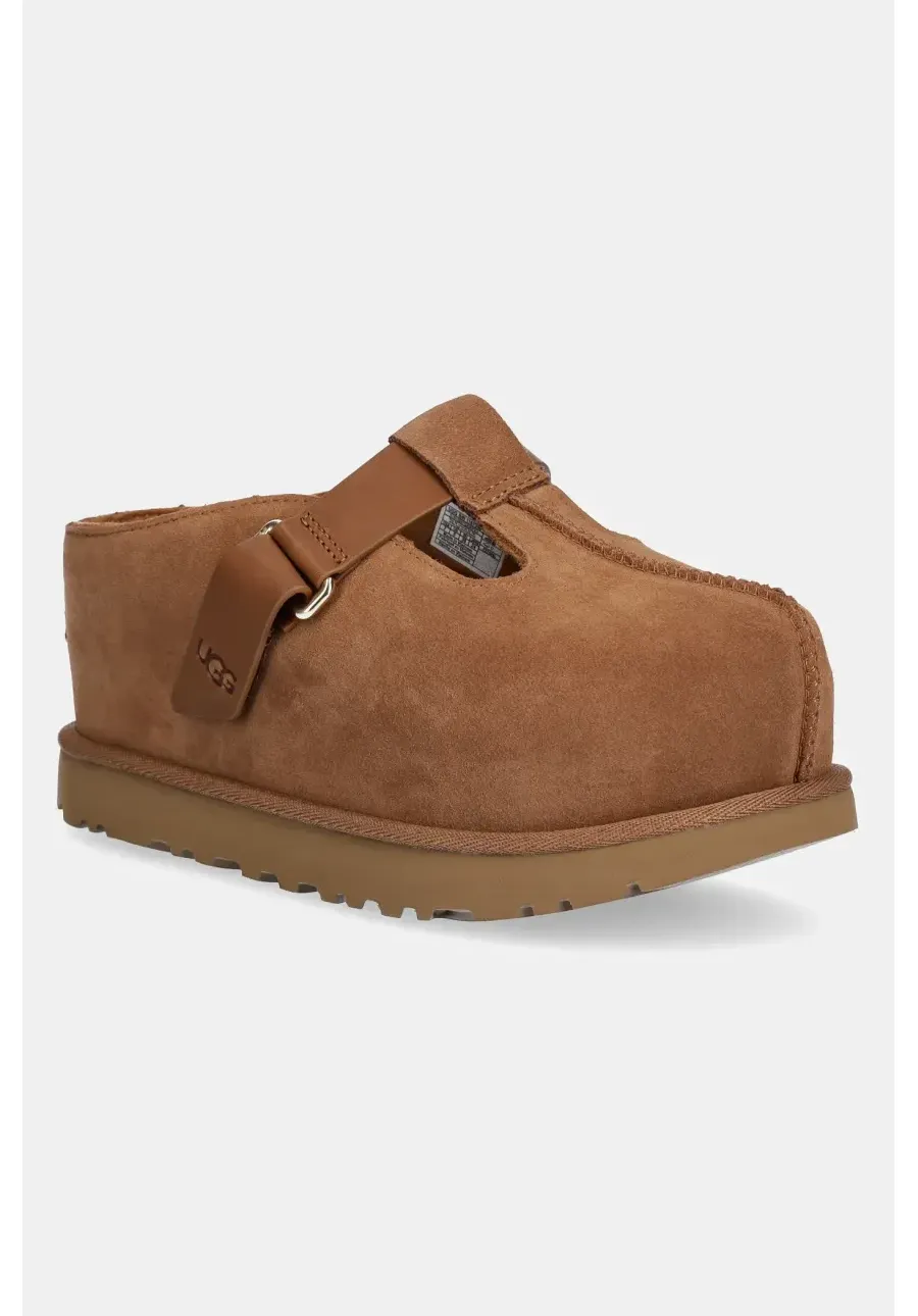 obrazek 1 UGG klapki Goldenstar Hi Clog damskie kolor brązowy na platformie 1167550-CHE