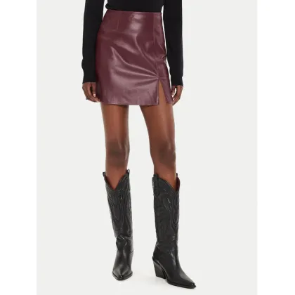 Zdjęcie Noisy May Spódnica z imitacji skóry Clara 27021277 Bordowy Regular Fit