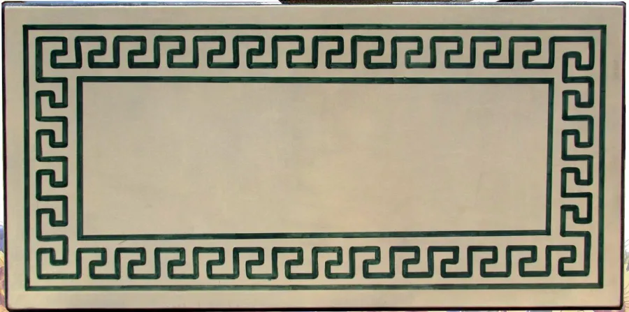 obrazek 1 Blat stołu ogrodowego wykonany z kamienia wulkanicznego z geometrycznym ozdobnym motywem – Ceramiche Valchida