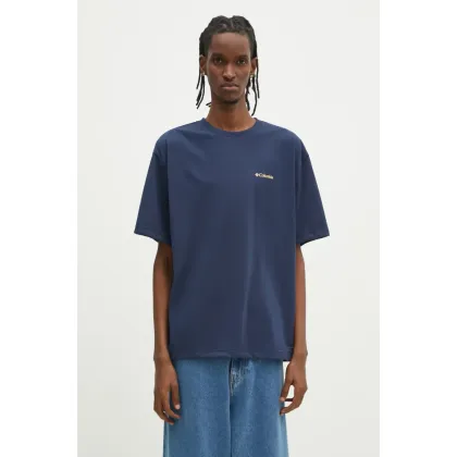 Zdjęcie Columbia t-shirt sportowy Cedar Trail męski kolor granatowy z nadrukiem 2120381