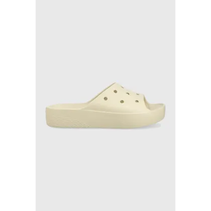 Zdjęcie Crocs klapki Classic Platform Slide damskie kolor beżowy na platformie 208388
