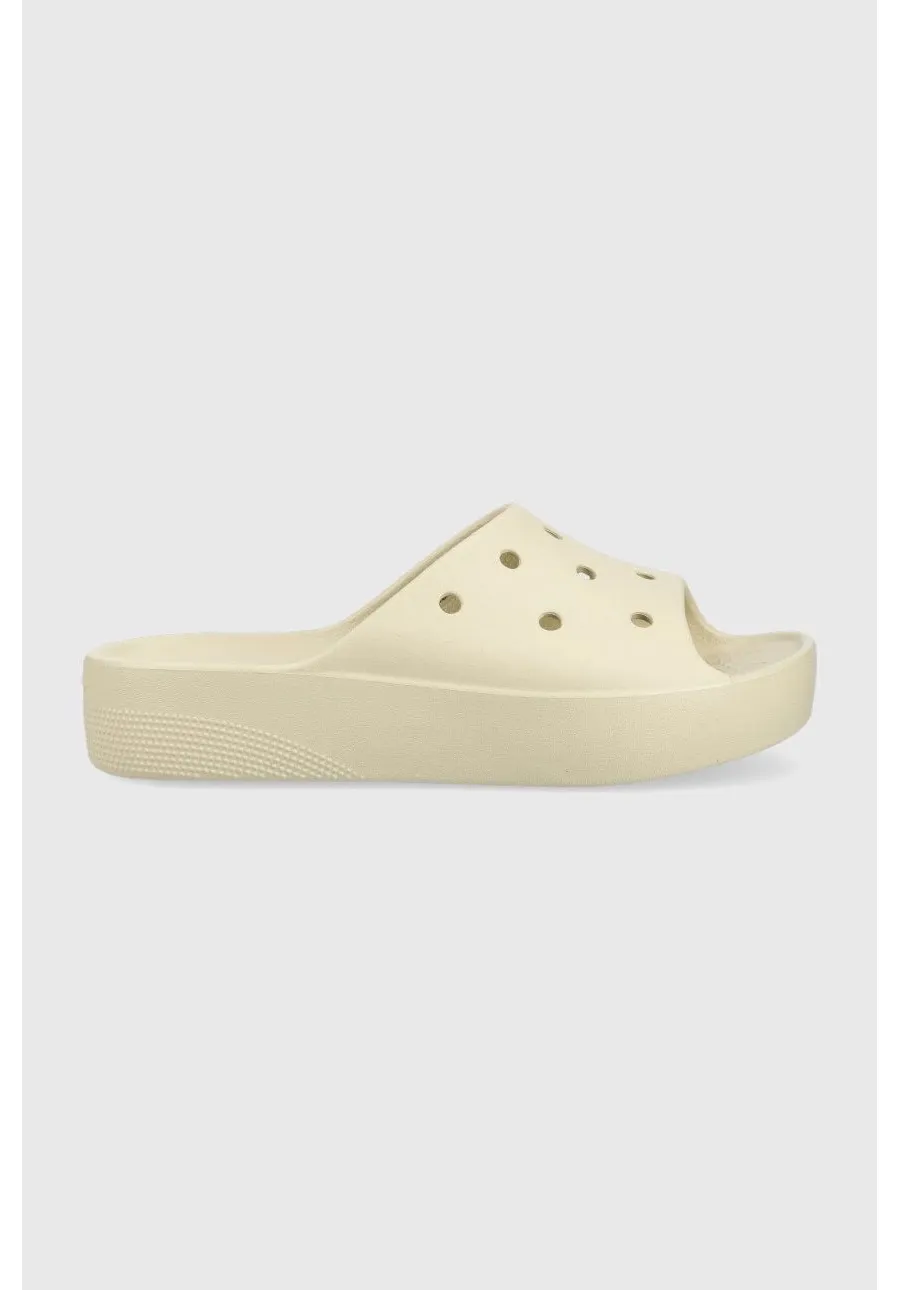 obrazek 1 Crocs klapki Classic Platform Slide damskie kolor beżowy na platformie 208388
