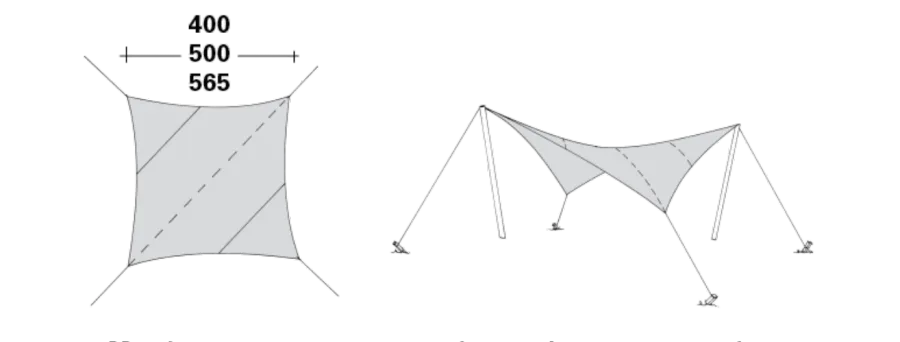 obrazek 3 Romboidalny żagiel Manta 565×565 cm do wyjątkowego ogrodu