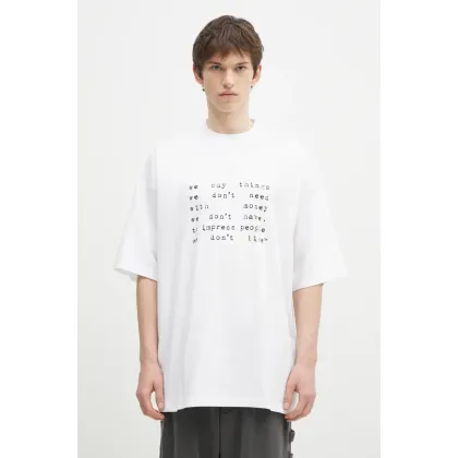 Zdjęcie VETEMENTS t-shirt bawełniany We Buy Things Oversized kolor biały z nadrukiem UA66TR625W