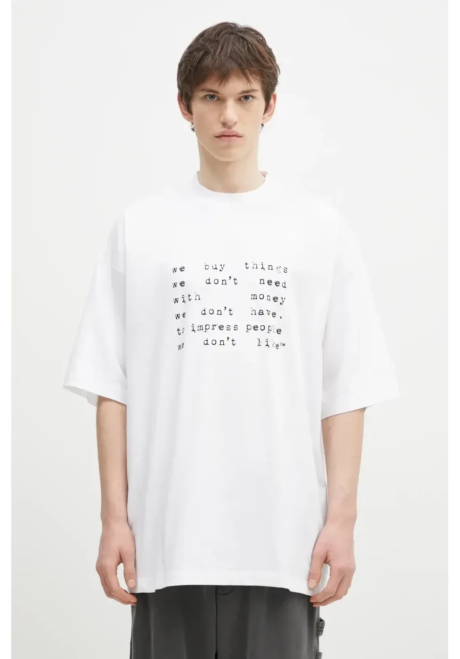 obrazek 1 VETEMENTS t-shirt bawełniany We Buy Things Oversized kolor biały z nadrukiem UA66TR625W
