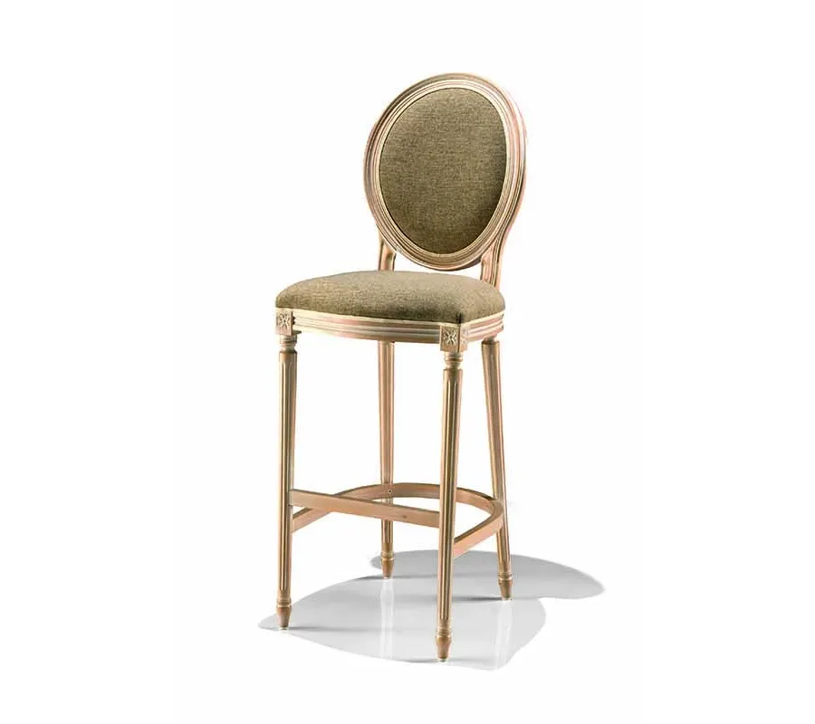 obrazek 1 Piękny antyczny stołek z oparciem