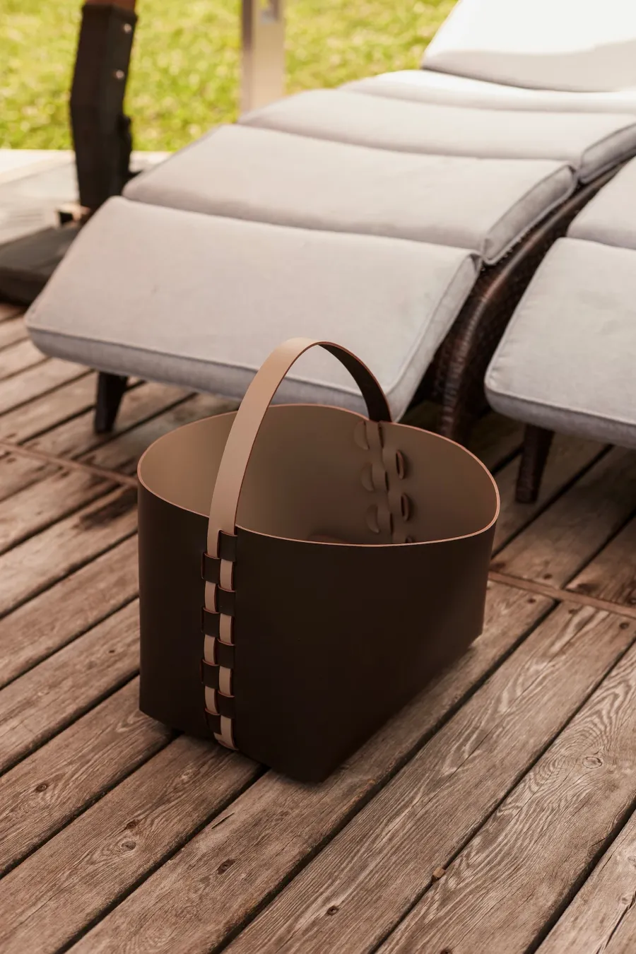 obrazek 2 Piękny czarny kosz Helena z rączką 35x30xH26 cm