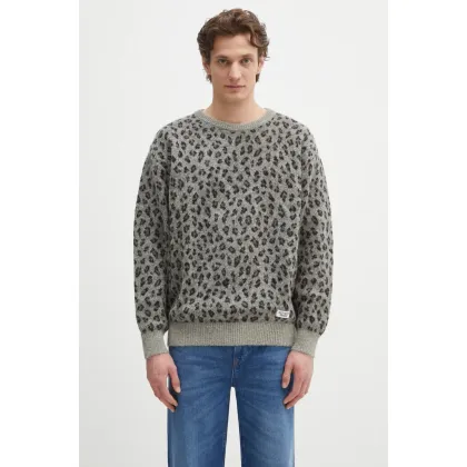 Zdjęcie Wacko Maria sweter wełniany Leopard Mohair męski kolor szary ciepły 24FW-WMK-KN11