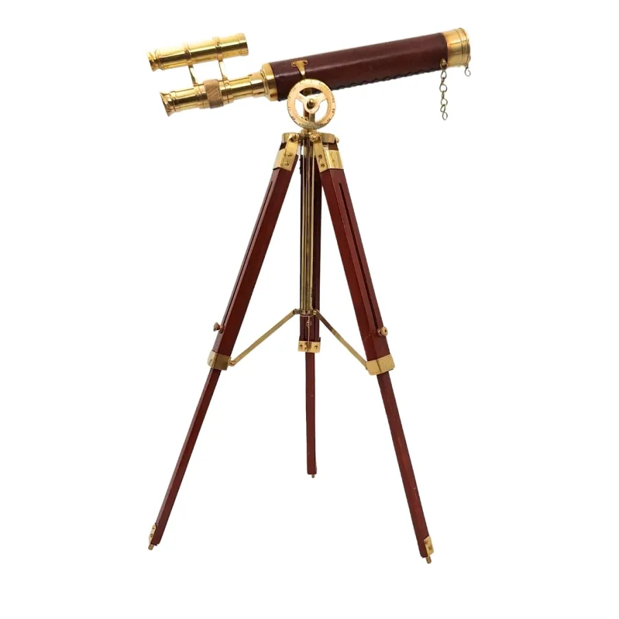obrazek 4 Mosiężna Luneta Gabinetowa Premium na Drewnianym Statywie - Wysokość 57cm