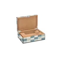 Zdjęcie Stylowa szkatułka na pierścionki i dwa zegarki wykonana z mahoniu