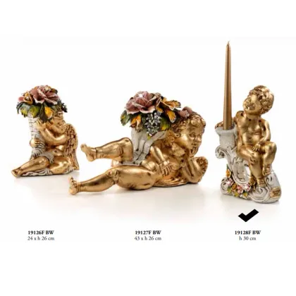 Picture Standing angel candlestick with Swarovski flowers - Valle d'oro Patchi