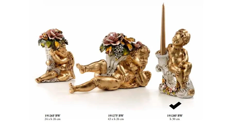 obrazek 1 Stojący świecznik aniołek z kwiatami Swarovskiego - Valle d'oro Patchi