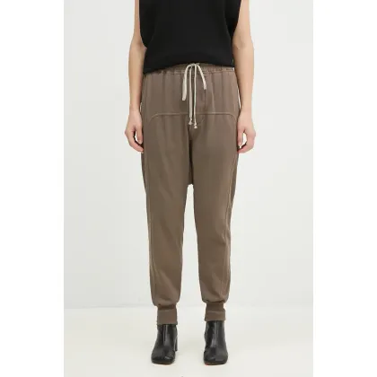 Zdjęcie Rick Owens spodnie dresowe bawełniane Prisoner Drawstring kolor szary gładkie DS02D2330.RIG