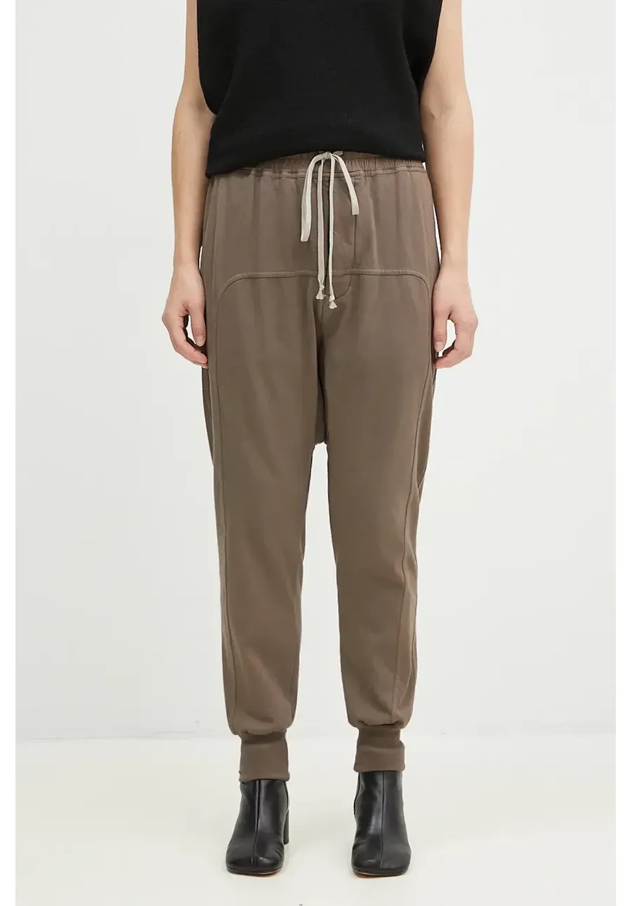 obrazek 1 Rick Owens spodnie dresowe bawełniane Prisoner Drawstring kolor szary gładkie DS02D2330.RIG