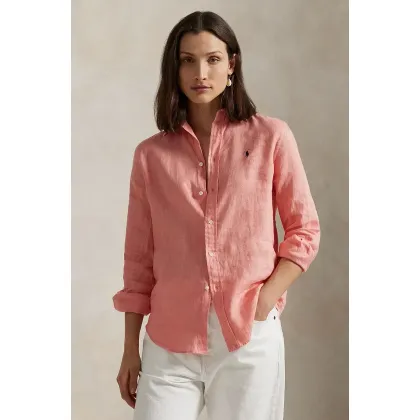Zdjęcie Polo Ralph Lauren koszula lniana kolor różowy regular z kołnierzykiem klasycznym 211970730