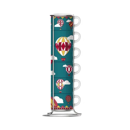 Zdjęcie Bialetti zestaw 6 filiżanek 80 ml na stojaku BALOONS Winter Wonderland BIALETTI