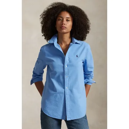 Zdjęcie Polo Ralph Lauren koszula bawełniana damska kolor niebieski relaxed z kołnierzykiem klasycznym 211970737