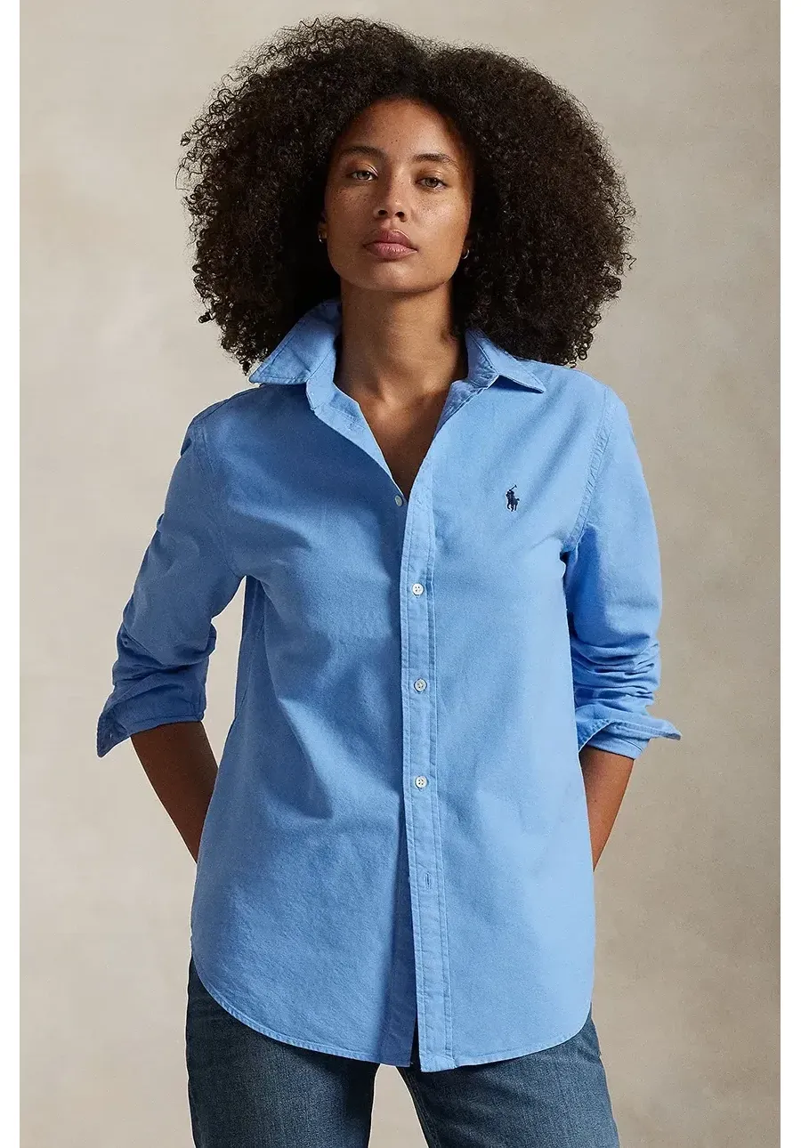 obrazek 1 Polo Ralph Lauren koszula bawełniana damska kolor niebieski relaxed z kołnierzykiem klasycznym 211970737