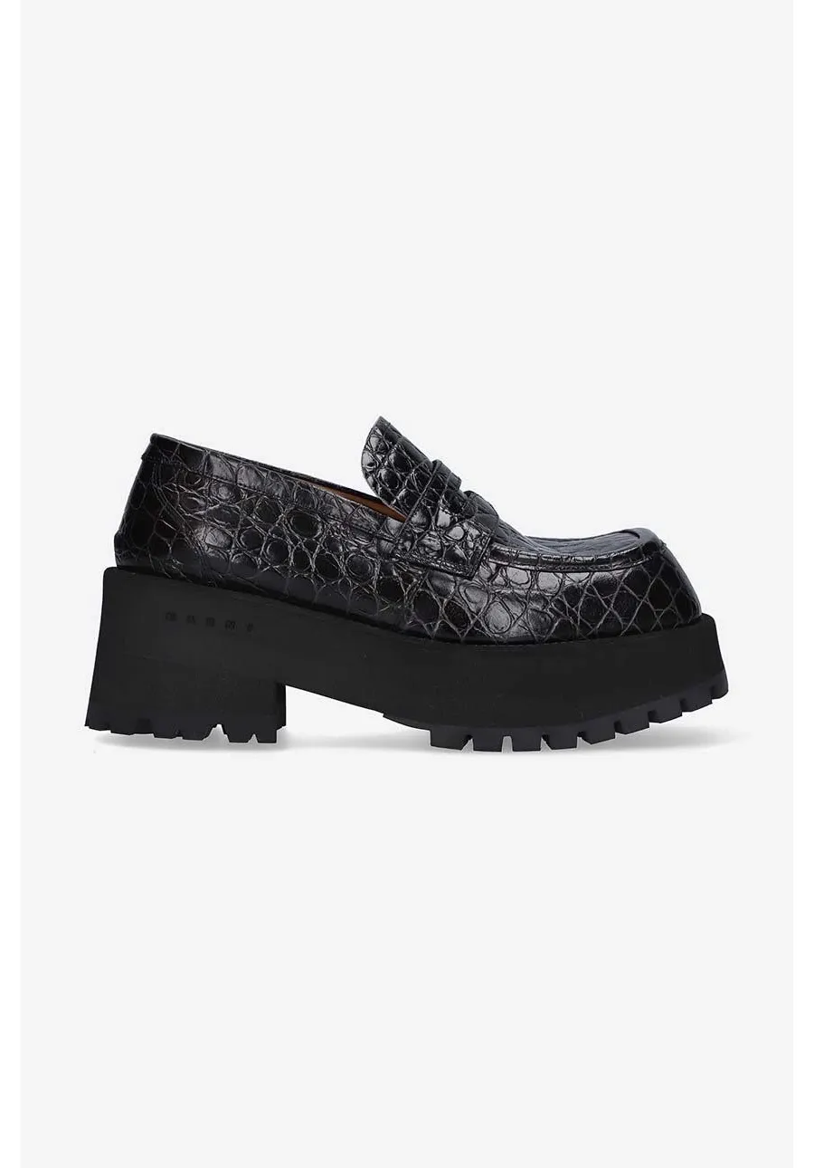 obrazek 1 Marni mokasyny skórzane damskie kolor czarny na platformie MOMS002506.P5046-00N99
