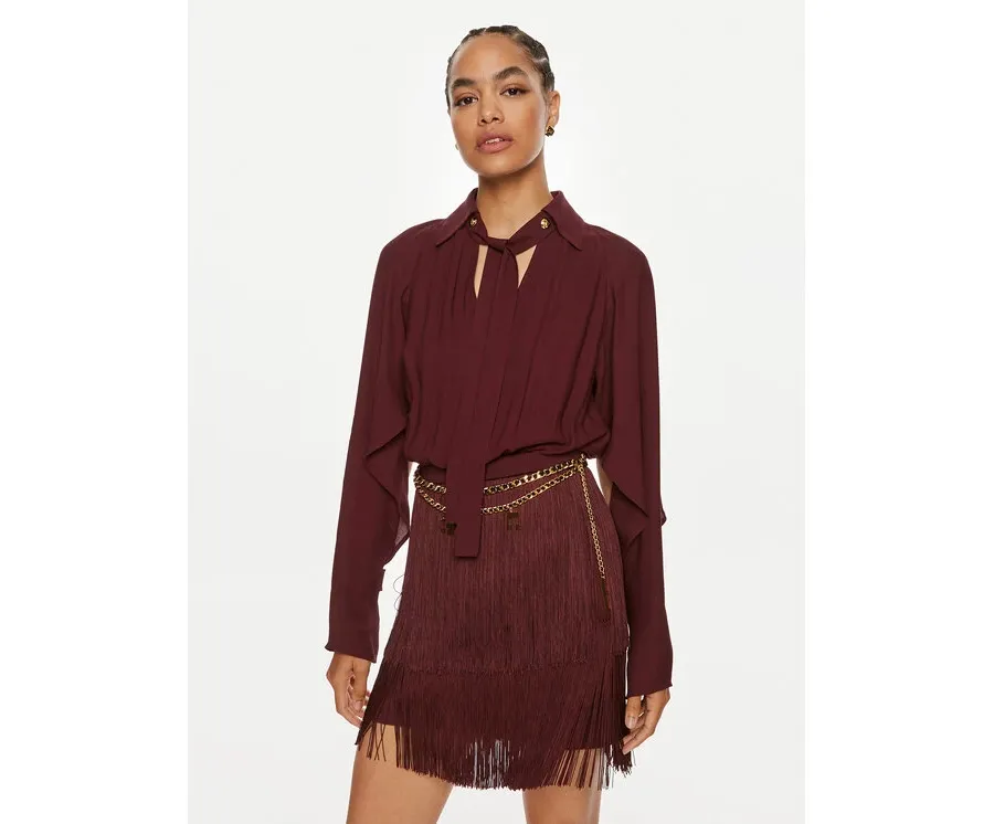 obrazek 1 Elisabetta Franchi Sukienka koktajlowa AB-654-46E2 Bordowy Regular Fit