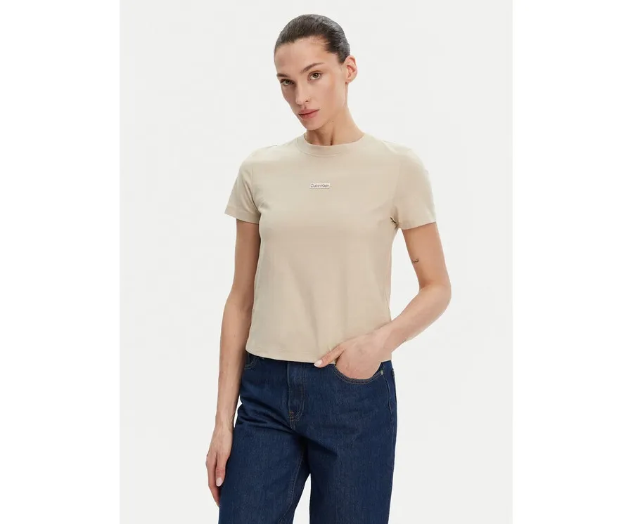 obrazek 1 Calvin Klein Jeans T-Shirt Placed Institutional J20J225524 Beżowy Slim Fit