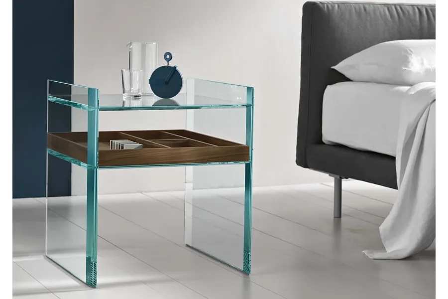 obrazek 1 Wielofunkcyjny stolik nocny z przezroczystego szkła - Tonelli Design