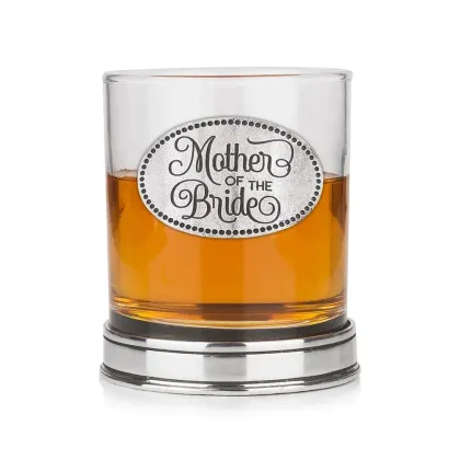 Zdjęcie Luksusowy prezent dla matki panny młodej – szklanka do whisky z polerowaną cynową podstawą