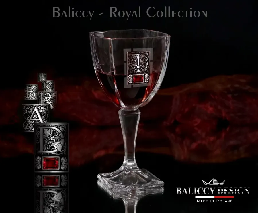 obrazek 1 Kieliszek kryształowy do wina z kryształem rubinowym - Bohemia Royal Collection