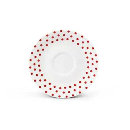 Zdjęcie Wyjątkowy porcelanowy spodek do filiżanki do espresso zdobiony motywem czerwonych kropek – Leander